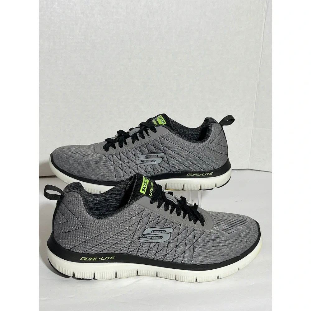 Skechers Mens Lite-Weight Dual-Lite Gray Black Sneakers 52185‎ LGBK Mens 8